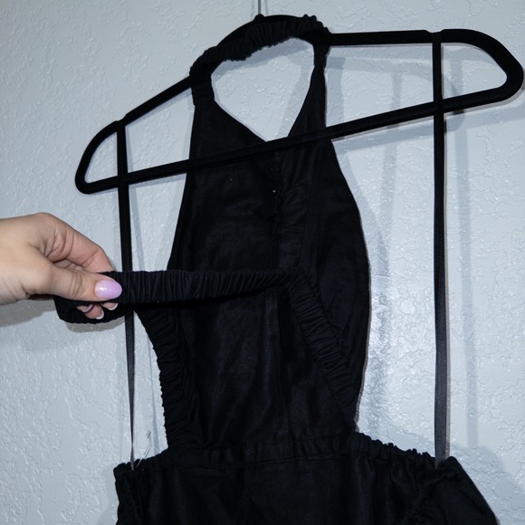 NWT All Saints Black Ludo Linen & Cotton Open Back Midi Dress Size 6 - Picture 7 of 10